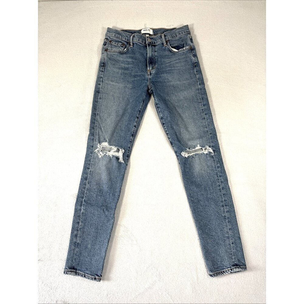 AGOLDE Sophie Skinny Jeans Distressed Full Length Mid-Rise Denim Women's 27